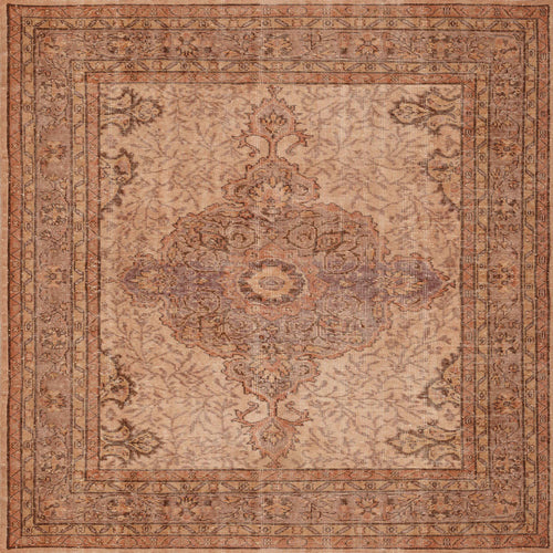 Load image 1 in gallery view. The Chateau Elegance - Washable Rug - JRN1018 features a vintage cream-beige rectangular design with a central medallion, ornate floral and geometric patterns, and an elegant beige, brown, and tan bordered look for timeless appeal.