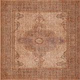 The Chateau Elegance - Washable Rug - JRN1018 (Custom Size) features a vintage cream-beige design with an ornate medallion, floral details, and a muted border, bringing timeless Persian-inspired elegance to your space.