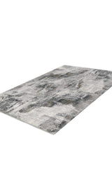 The Chromatic Flair Contemporary Rug - Charcoal - M660A showcases a rectangular design with an abstract marbled pattern in gray, white, and black, set against a white background.