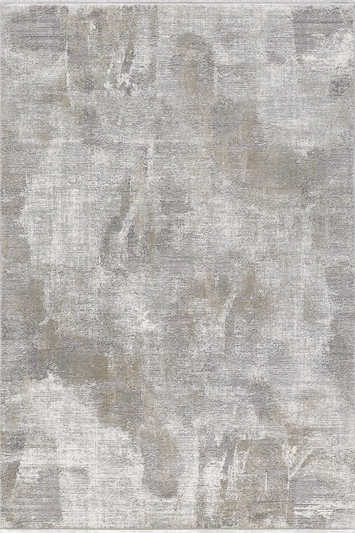 Load image 1 in gallery view. The Chromatic Flair Contemporary Rug - Latte - M660D features a modern, machine-made design with a distressed texture and painterly pattern in gray, beige, and taupe tones, offering layered shades and subtle variations for a stylish look.