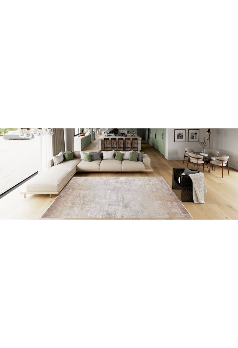 Cinnamon Swirl Modern Cream Washable Rug | JUSTRUG