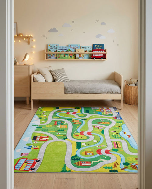 Load image 1 in gallery view. City Adventure - Machine-Washable Rug JRC039 (Custom Size)