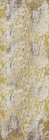 The Color Splash - Washable Rug - JR146 features a marbled pattern in yellow, white, and beige with textured streaks and patches, offering a stylish and weathered look perfect for high-traffic areas.