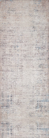 The Copper Glow - Washable Rug - JR1700 features a light beige, distressed pattern with blue and gray accents for a vintage look. Its soft texture and muted tones make it perfect for high-traffic areas seeking timeless cream and beige rugs.