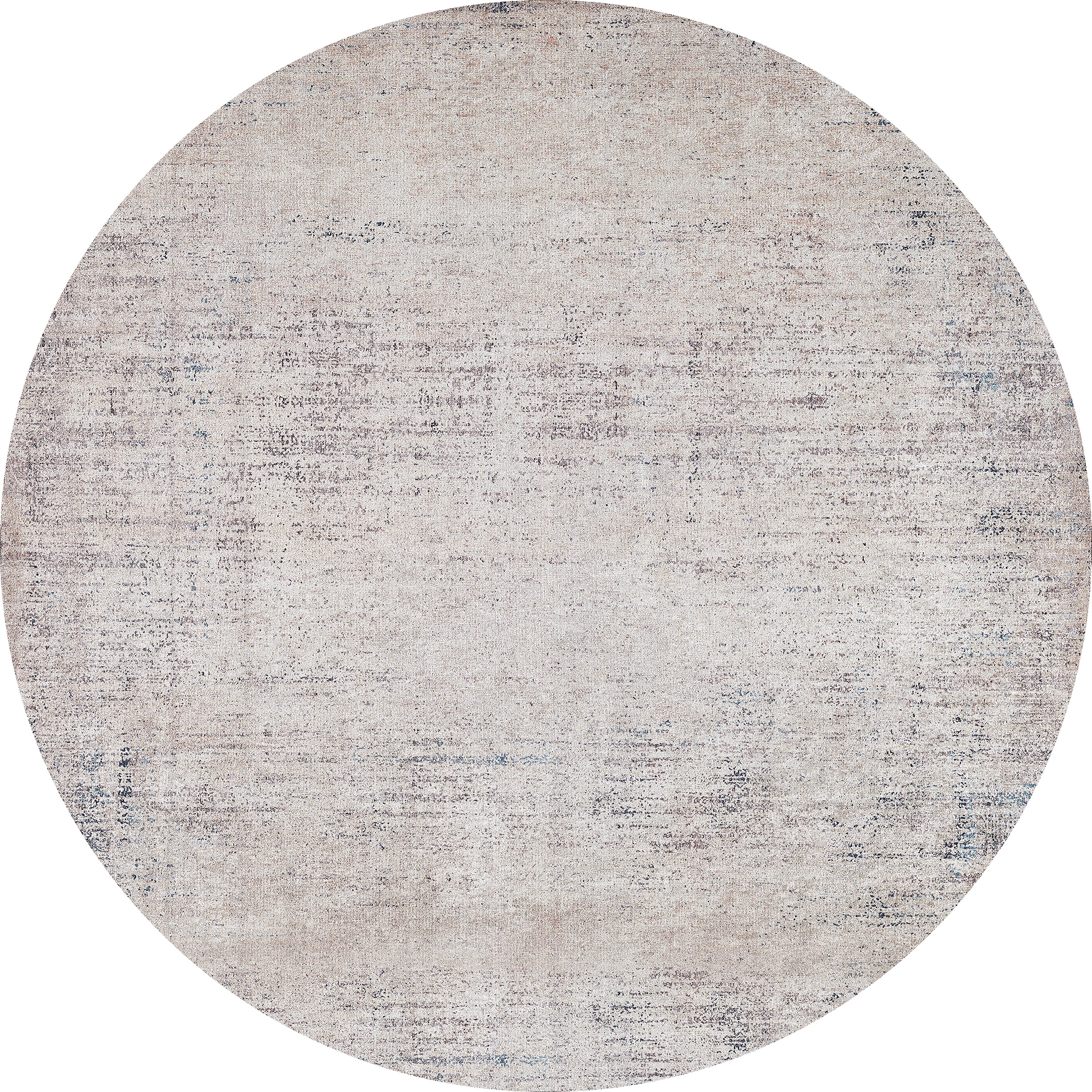 The Copper Glow - Washable Rug - JR1700 is a round, textured rug in cream and beige tones with a subtle distressed pattern for a vintage look—durable and perfect for high-traffic areas.