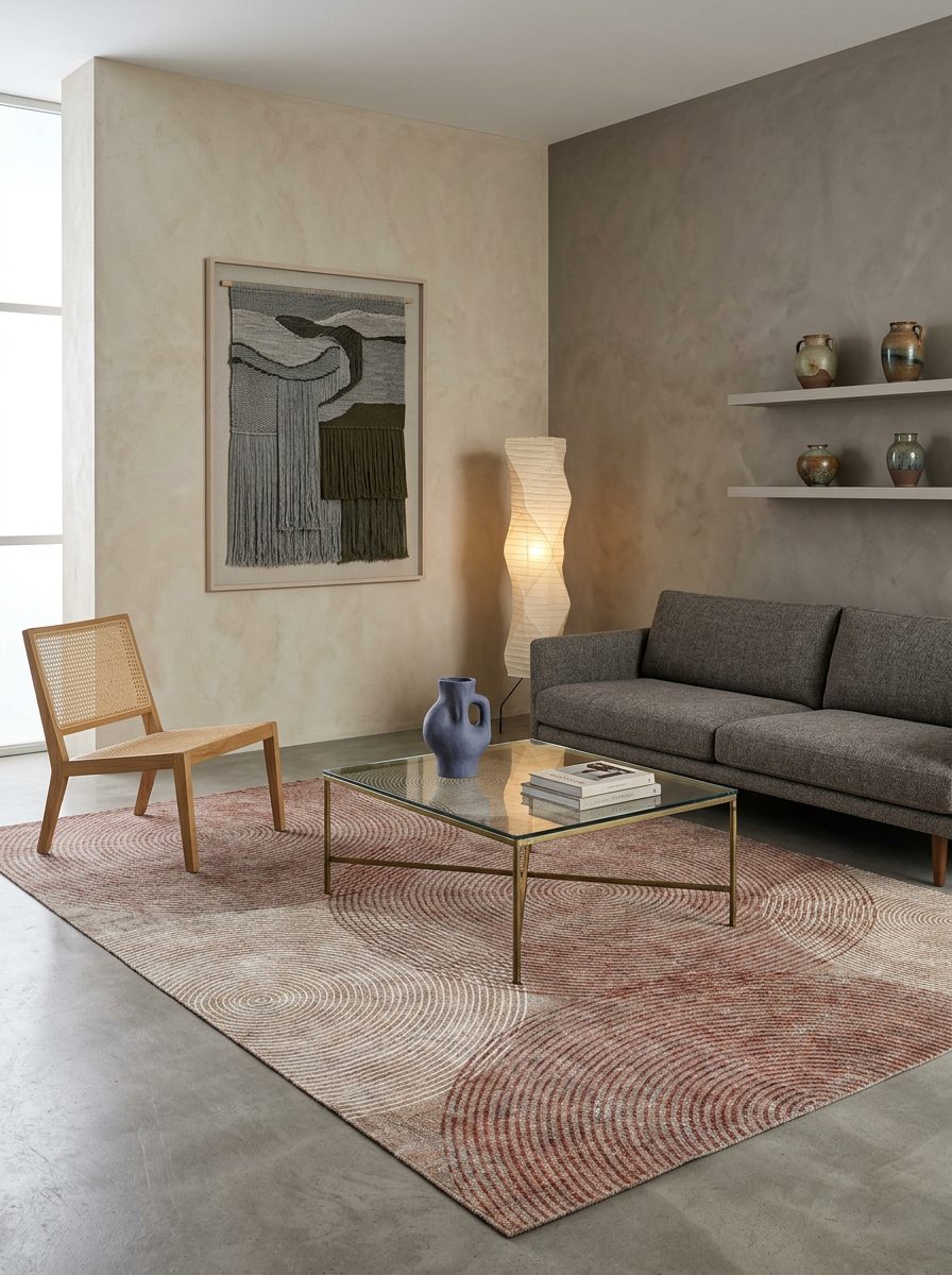 Copper Orbit Abstract Brown Custom Washable Rug | JUSTRUG