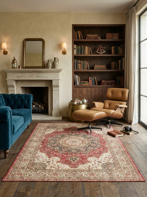 Load image 1 in gallery view. Coral Medallion - Washable Rug - JRN1085