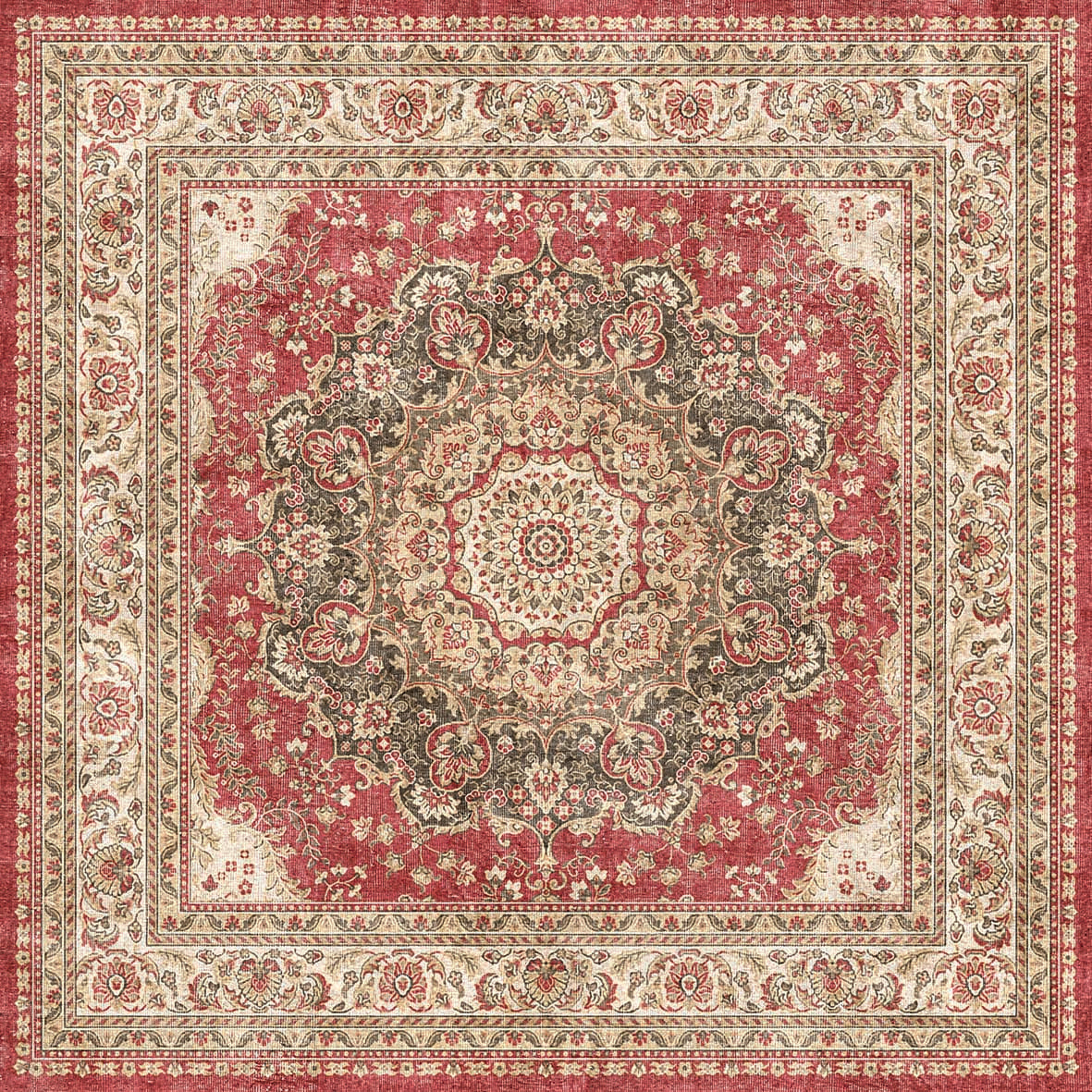 Coral Medallion - Washable Rug - JRN1085