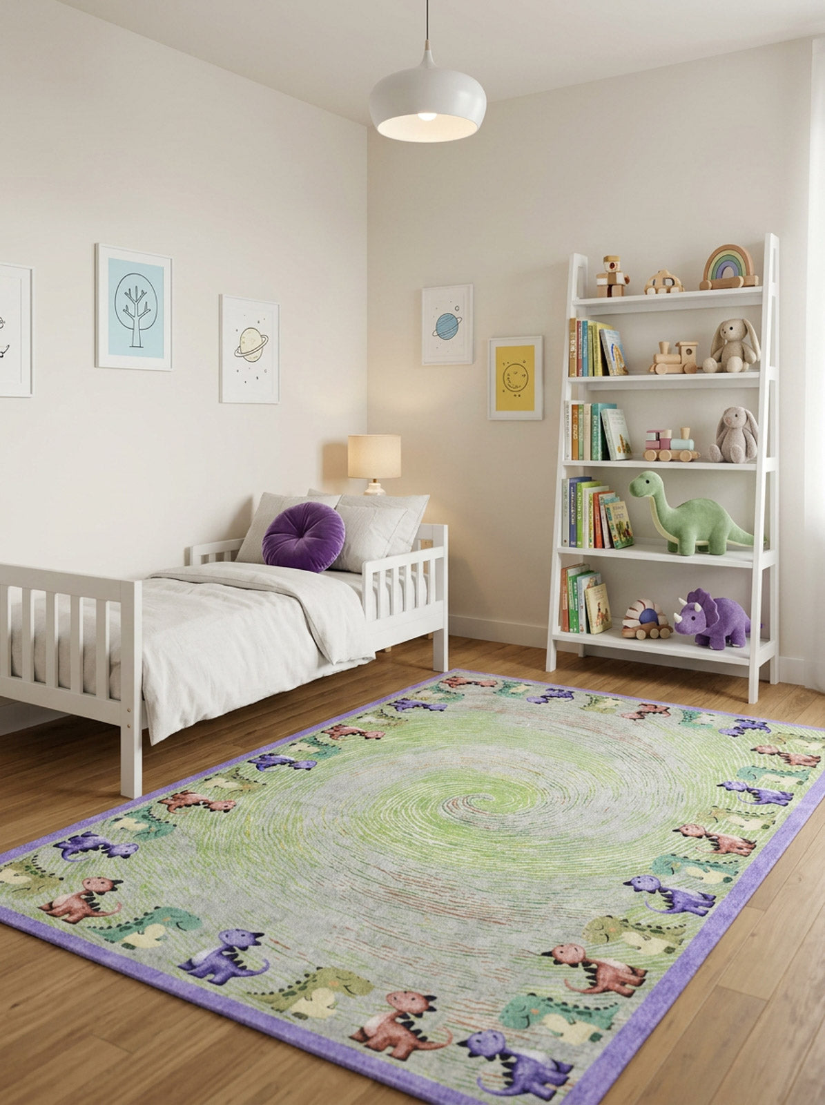 Dino Swirl - Washable Kids Rug - JRN1107