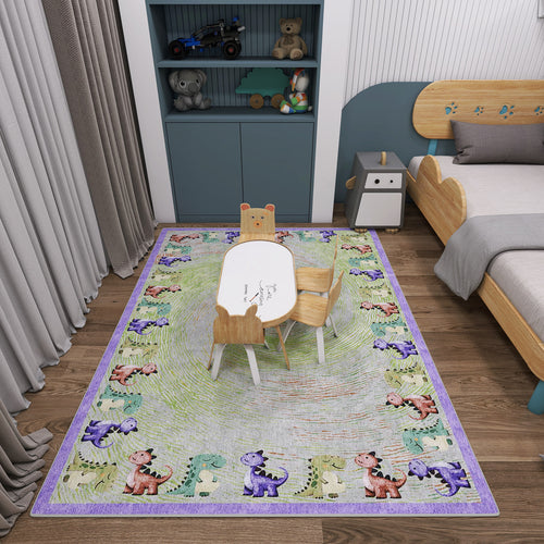 Load image 1 in gallery view. Dino Swirl - Washable Kids Rug - JRN1107