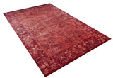 The Dynasty Dream - Washable Rug - JR160 (Custom Size) features a rectangular red design with a faded oriental pattern, darker red border, and subtle floral accents along the edges, shown on a white background.