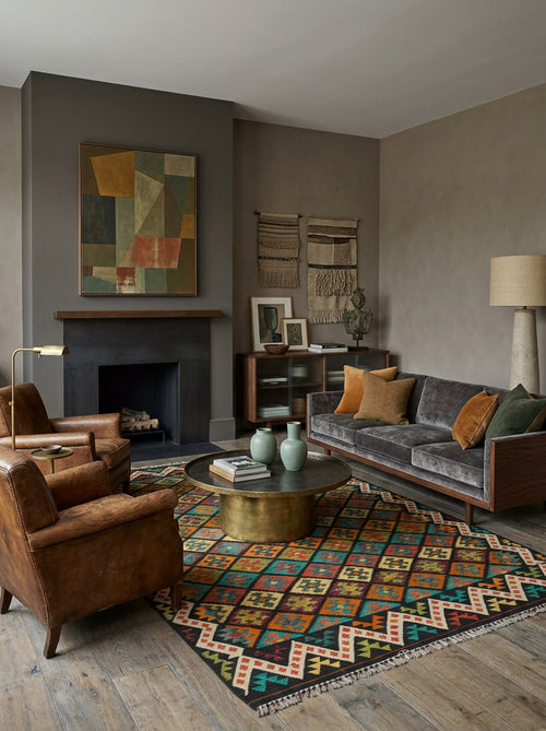 Load image 1 in gallery view. Earthly Lines - Handwoven Kilim