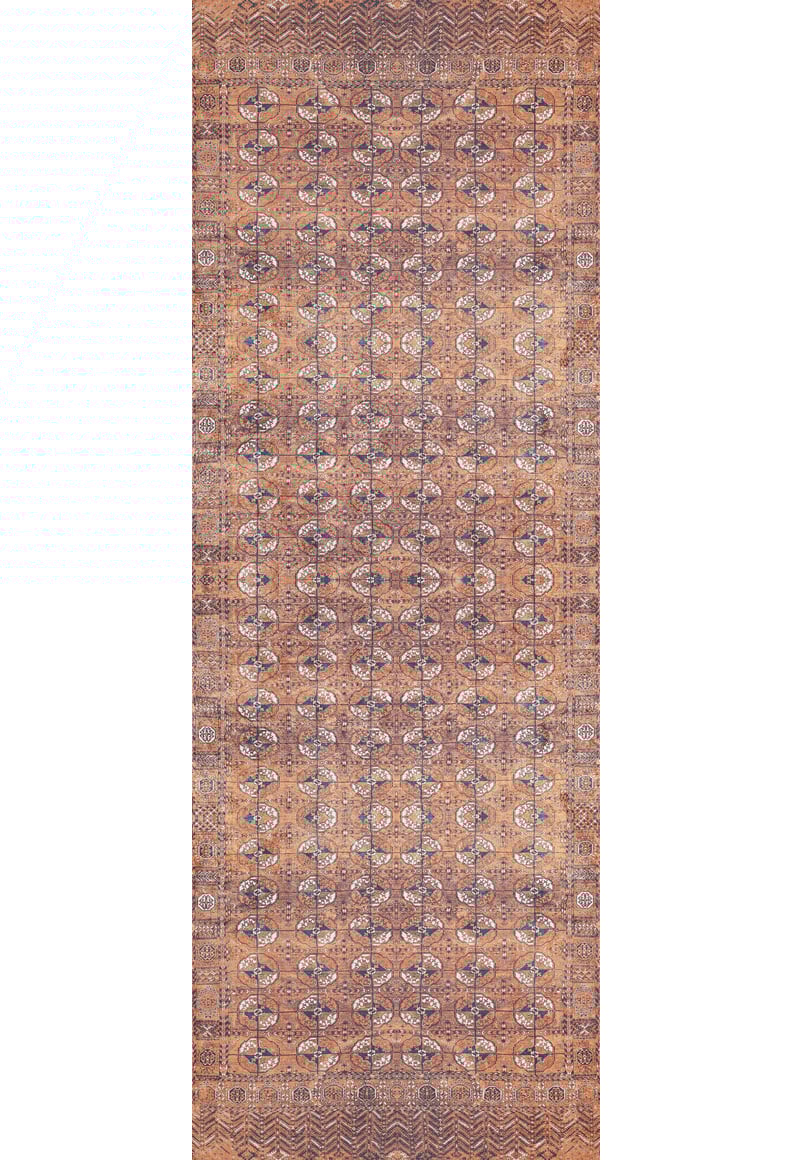 The Earthy Enigma - Washable Rug - JR1937 (Outlet) US is a rectangular Persian rug with geometric and floral patterns in brown, tan, and cream—durable, washable, and perfect for high-traffic spaces.