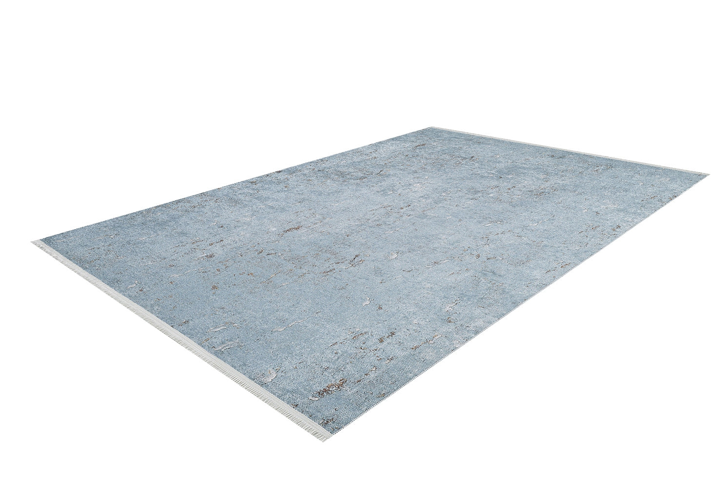 The Earthy Sands - Washable Rug - JR1819 (Custom Size) is a rectangular, light blue rug with a subtle textured pattern and short white fringe on the ends, perfect for high-traffic areas and shown on a white background.