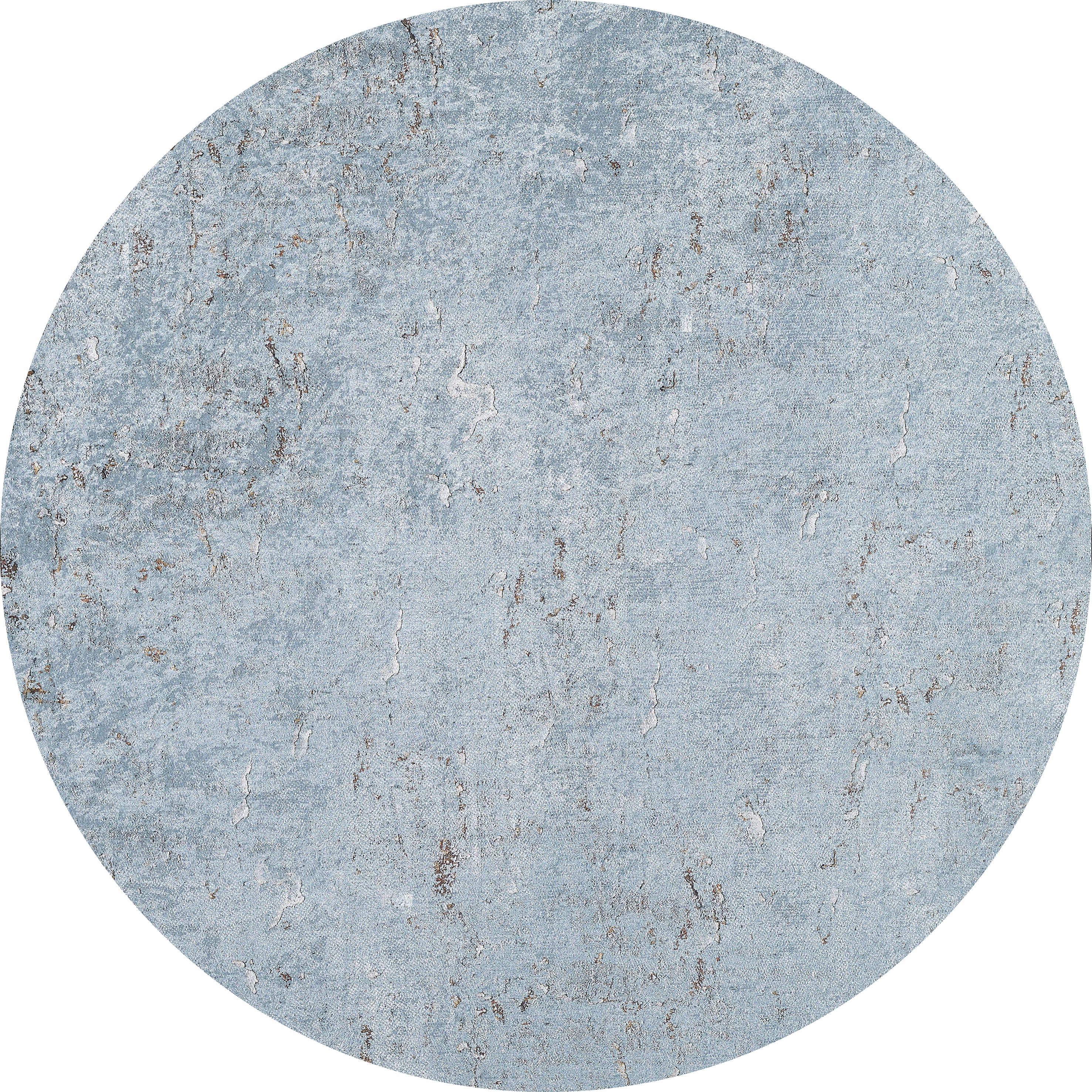 The Earthy Sands - Washable Rug - JR1819 (Custom Size) features a circular design in mottled light blue and gray, resembling weathered stone—perfect for high-traffic areas and easy to clean.