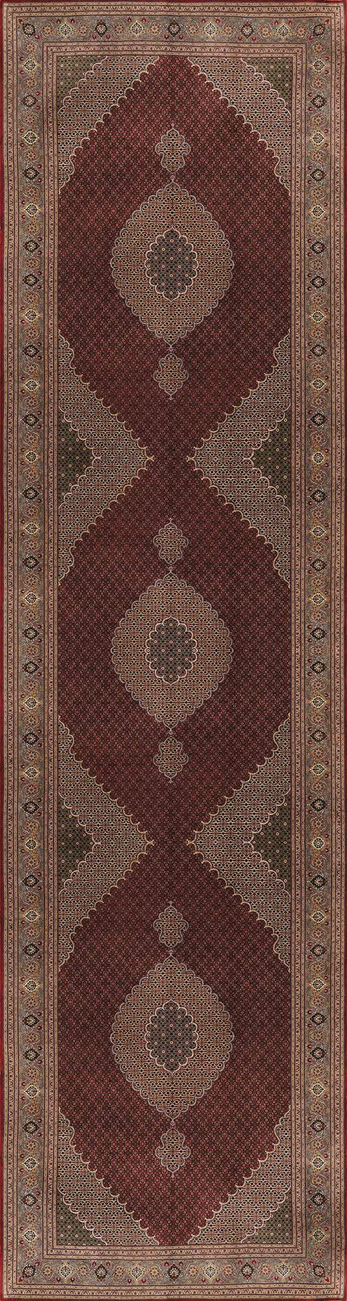 Load image 1 in gallery view. The Elysian Weave - Washable Rug (JRN1001) is a rectangular rug in rich red, showcasing geometric and diamond patterns in beige, tan, olive, and brown with multiple decorative borders in coordinating colors.