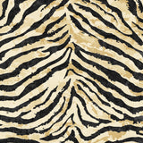 Close-up of Eternal Weave - Washable Rug - JRN39, featuring bold black zebra stripes on a tan and cream background. This allergy-friendly rug’s organic pattern adds stylish flair to any high-traffic area and is easy to clean.