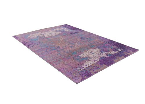 Load image 1 in gallery view. The Faerie Weave - Washable Rug - JRS005 (Custom Size) features a rectangular purple design with lavender, blue, and beige abstract patterns on white—perfect for high-traffic areas and easy to clean.