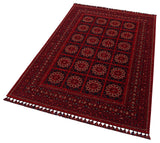 The Fire Ripple - Kilim - BHR03 is a rectangular red chenille weave rug with a geometric border, circular floral patterns in rows, and fringed edges—ideal for adding elegance to your home décor.
