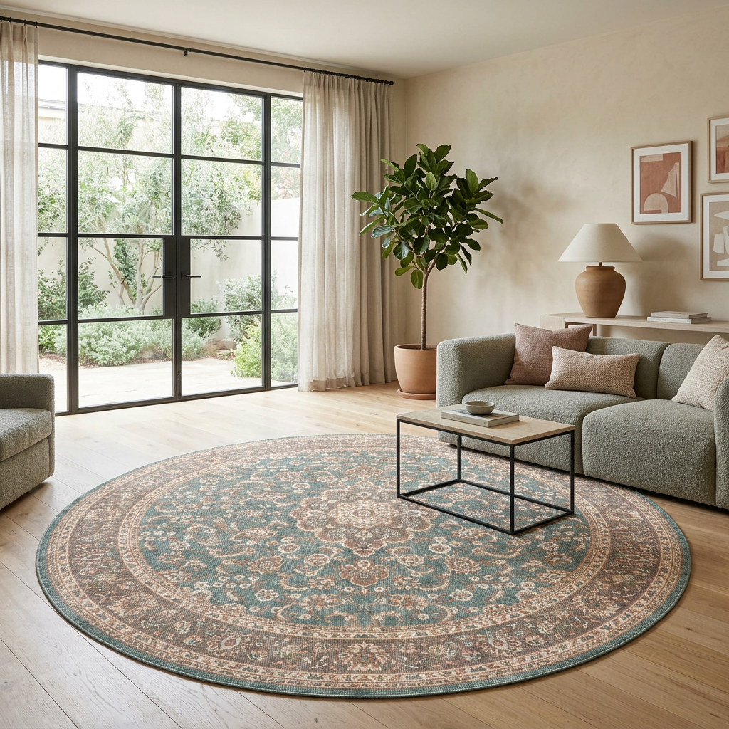 Celadon Medallion - Washable Rug - JRN1138