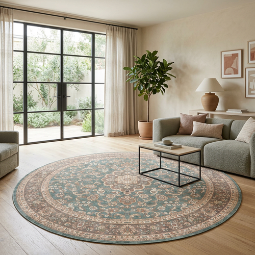 Load image 1 in gallery view. Celadon Medallion - Washable Rug - JRN1138