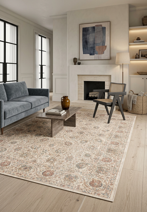 Load image 1 in gallery view. Ivory Vine - Washable Rug - JRN1139
