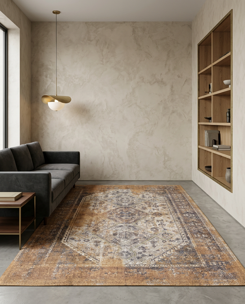 Load image 1 in gallery view. Ochre Nomad - Washable Rug - JRN1143