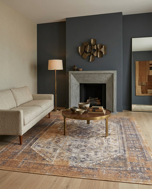 Load image 1 in gallery view. Ochre Nomad - Washable Rug - JRN1143