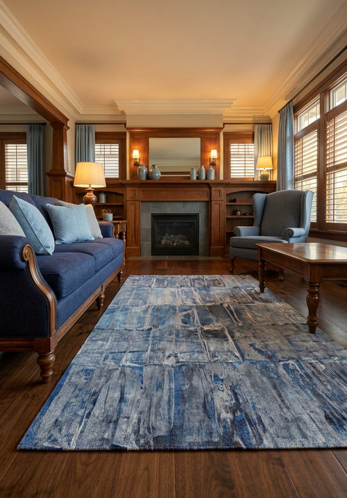 Load image 1 in gallery view. Frozen Blue - Washable Rug - JRN1063 (Custom Size)