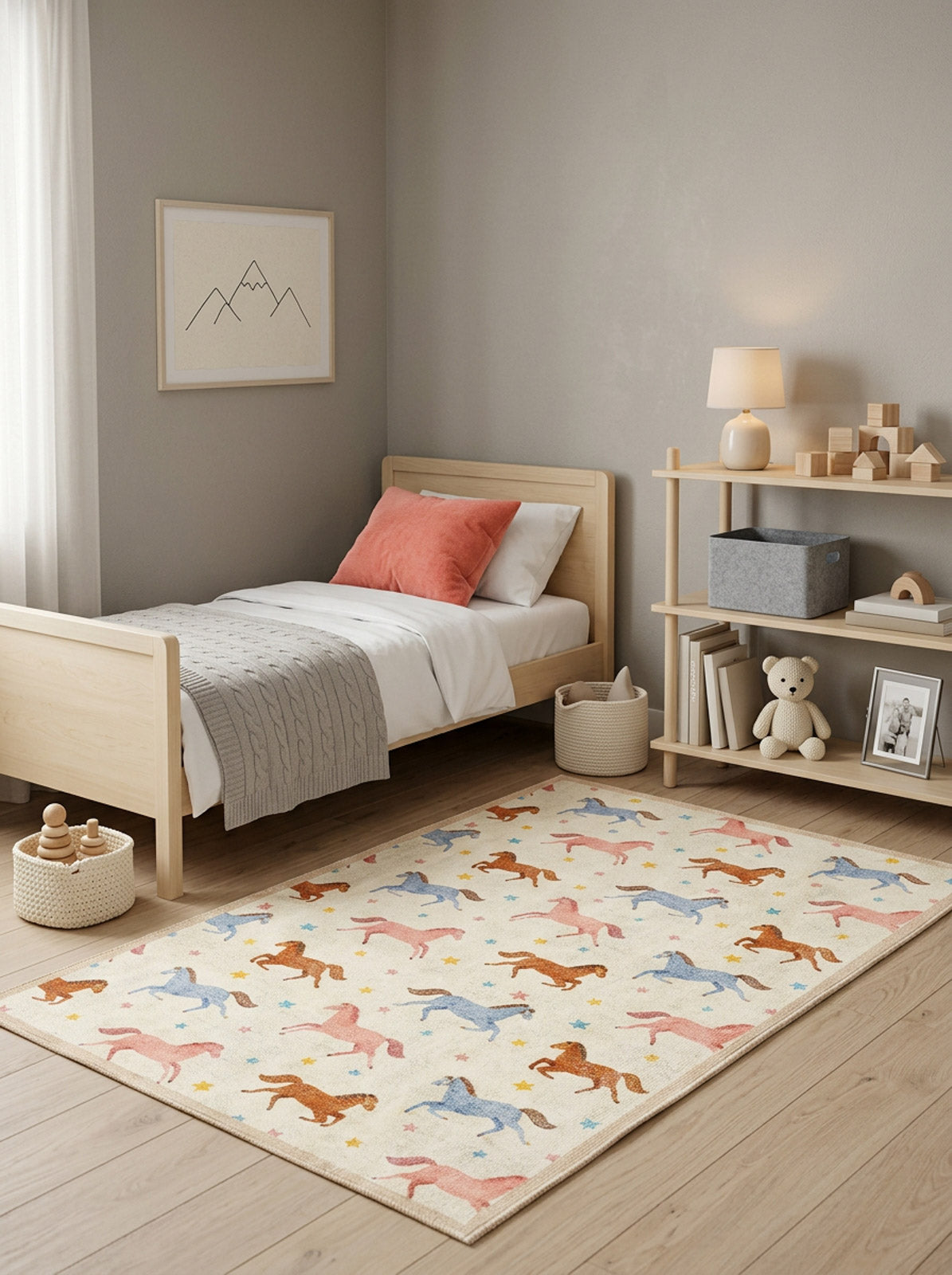 Galloping Ponies - Washable Kids Rug - JRN1106