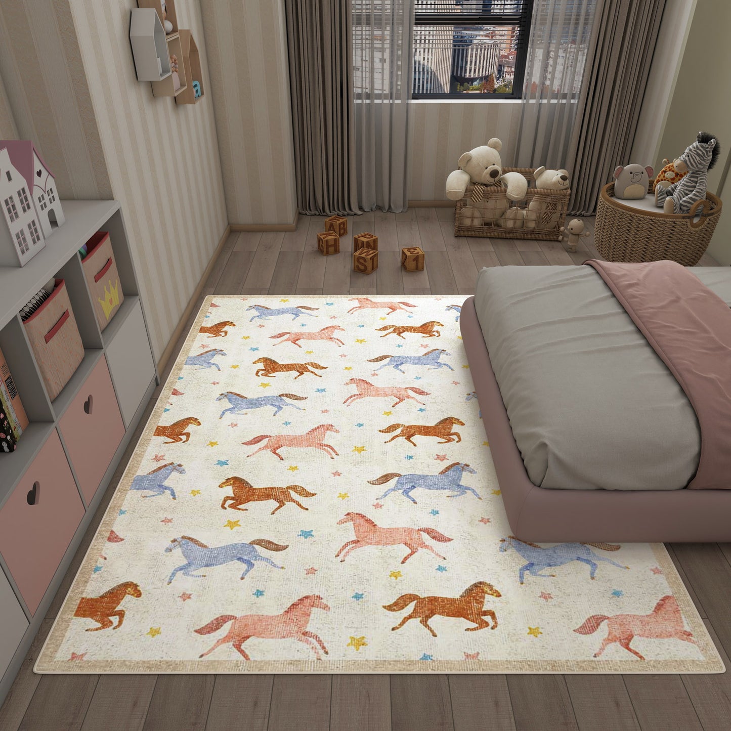 Galloping Ponies - Washable Kids Rug - JRN1106