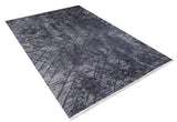 The Geometric Gems - Washable Rug - JR1342 (Custom Size) is a large rectangular black rug with a dark abstract geometric pattern in black and gray, short white fringe, and is ideal for high-traffic areas. Displayed on a white background.