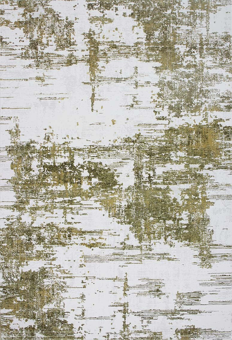 The Geometric Geometry - Washable Rug - JR1290 (Custom Size) features abstract olive green and gray patterns on a white background with a distressed look—modern, washable, and ideal for high-traffic areas.