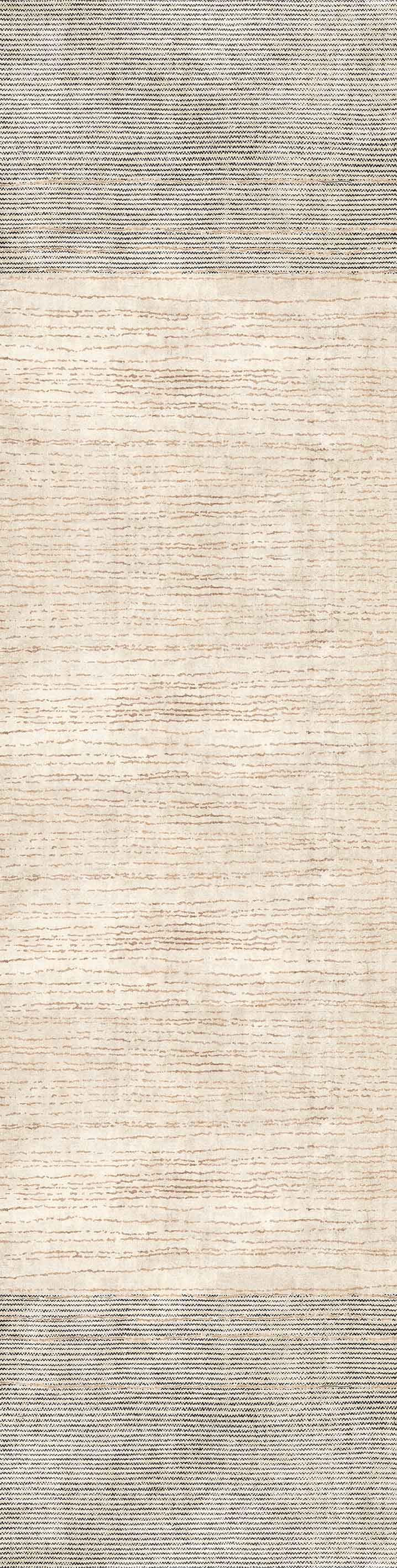 The Gilded Charm - Washable Rug - JRN26 is a rectangular flat weave rug with a minimalist look, featuring a light beige center and thick textured gray borders. Its washable design has a subtle woven pattern throughout.