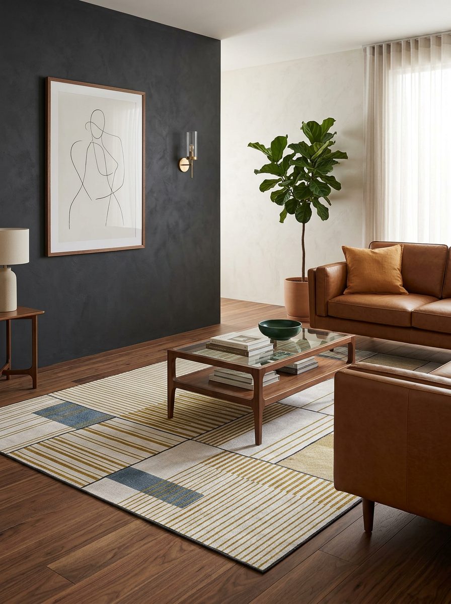 Golden Grid - Washable Rug - JRN1050