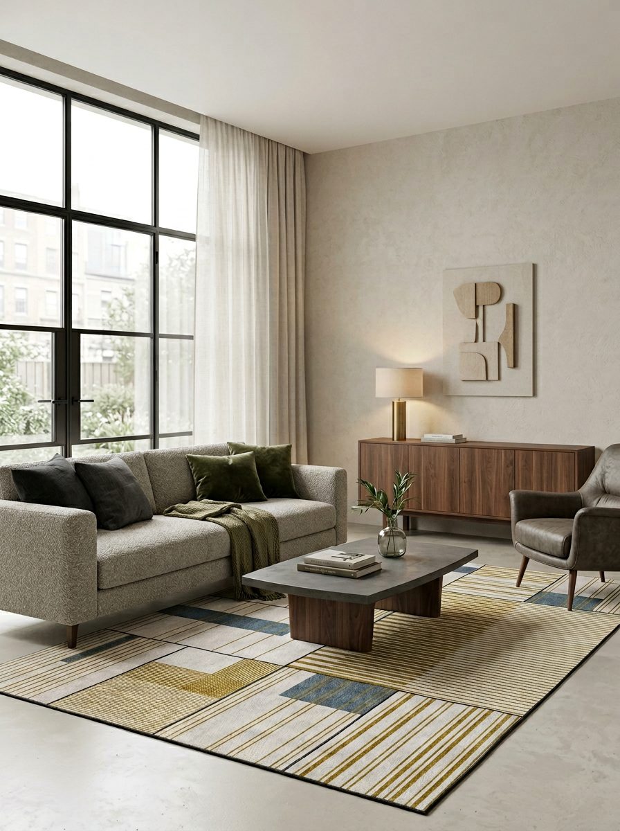 Golden Grid - Washable Rug - JRN1050