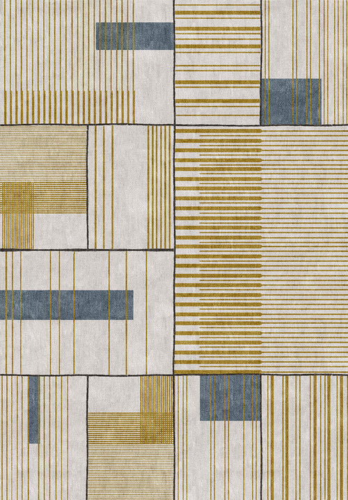 Load image 1 in gallery view. Golden Grid - Washable Rug - JRN1050