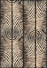 The Gossamer Fade - Washable Rug - JRN44 features black and white zebra-like stripes that curve and mirror symmetrically, creating an organic, abstract look—ideal for high-traffic spaces.