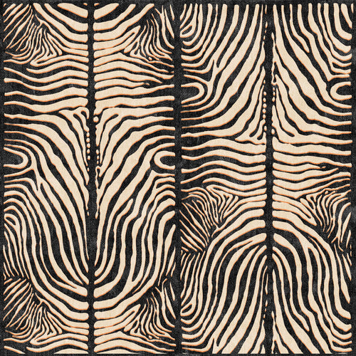 Load image 1 in gallery view. The Gossamer Fade - Washable Rug - JRN44 features abstract black and beige wavy lines, mirrored for symmetry. Perfect for high-traffic and allergy-sensitive homes, its washable design makes maintenance easy.