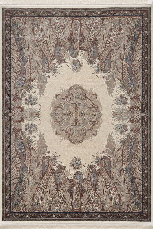 Türkischer Teppich „Old World“ mit Blumenmuster, Taupe – 2219D
