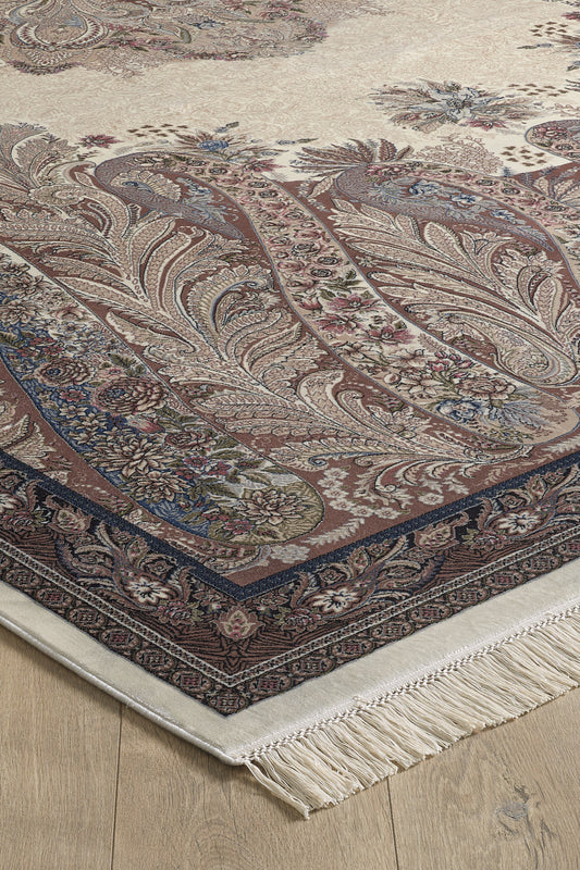 Türkischer Teppich „Old World“ mit Blumenmuster, Taupe – 2219D