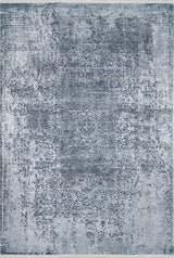 The Imperial Lace - Washable Rug - JR1607 (Custom Size) is a rectangular blue rug with distressed blue and gray tones, subtle ornate patterns, and a vintage look—ideal for high-traffic areas and easy to clean.