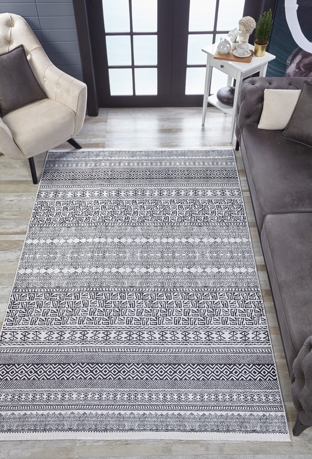 Impression Rugs Indie Impressions Bohemian Gray Custom Washable Rug | JUSTRUG