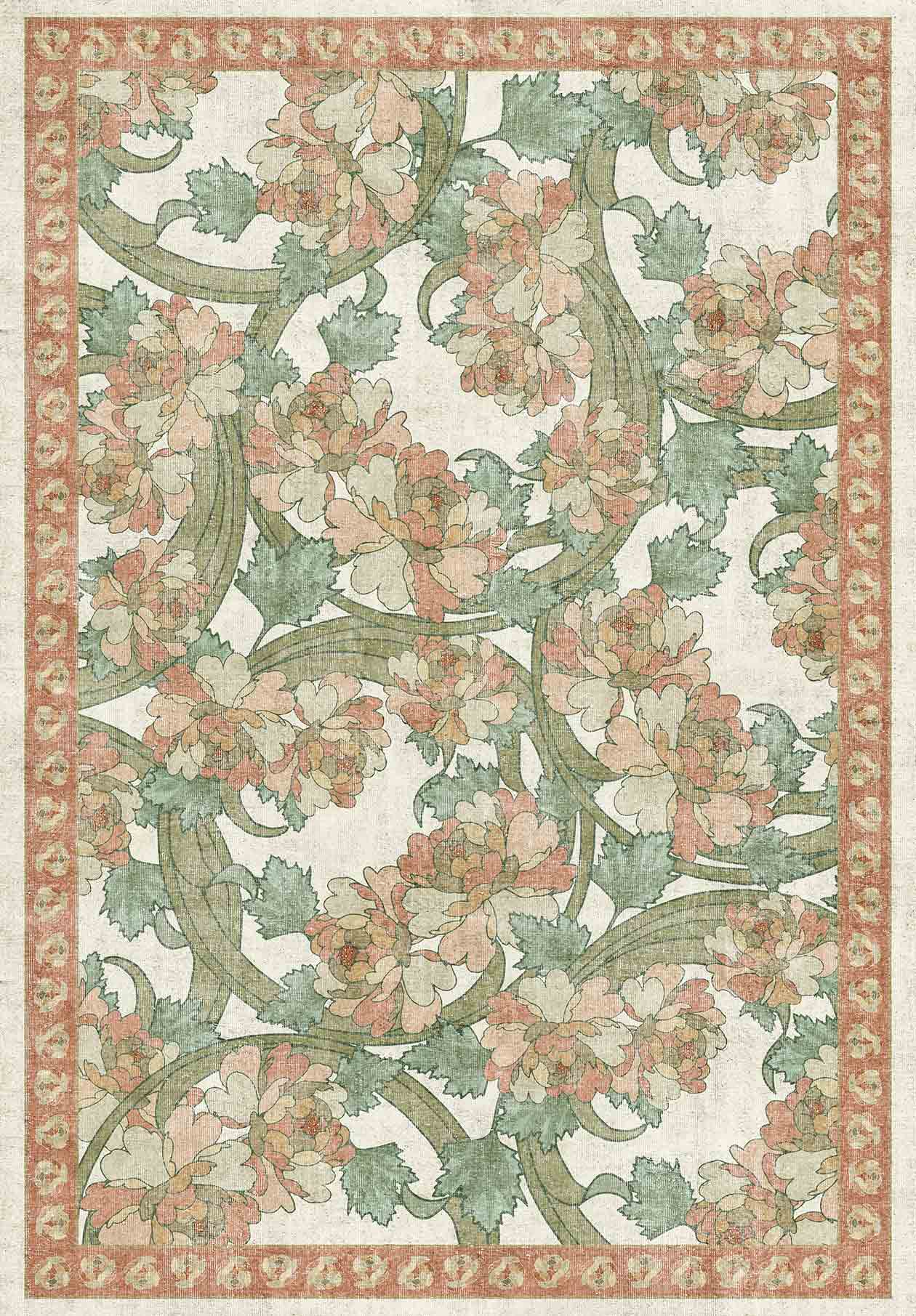 Ivory Bouquet - Washable Rug - JRN1043