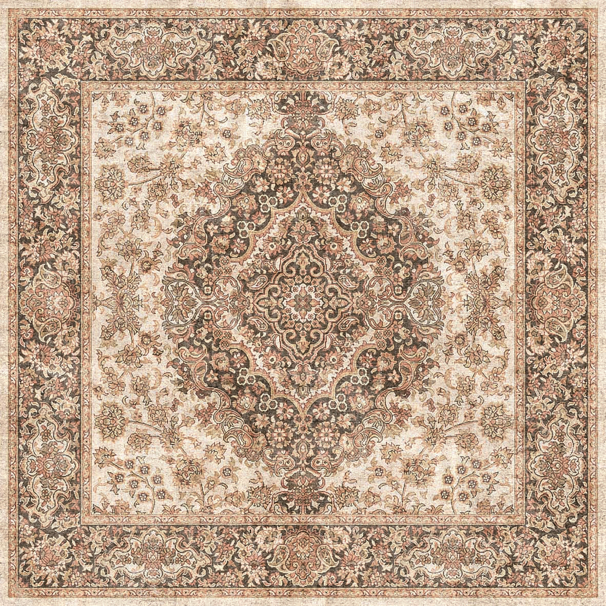 Ivory Medallion - Washable Rug - JRN1082