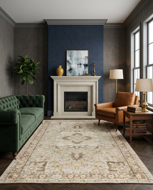 Load image 1 in gallery view. Ivory Medallion Area Rug APX1932