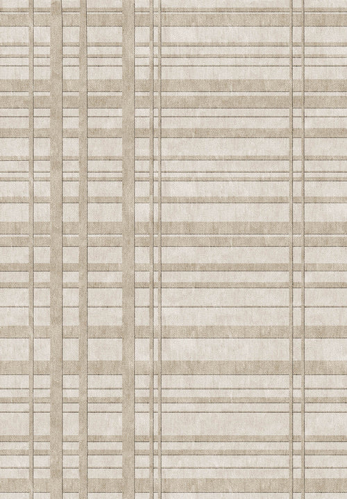 Load image 1 in gallery view. Ivory Plaid - Washable Rug - JRN1097