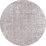 The Gatsby Glam - Washable Rug - JR1223 (Outlet) US is a round, durable rug with a distressed black and white Greek key pattern that repeats evenly for a bold geometric look.