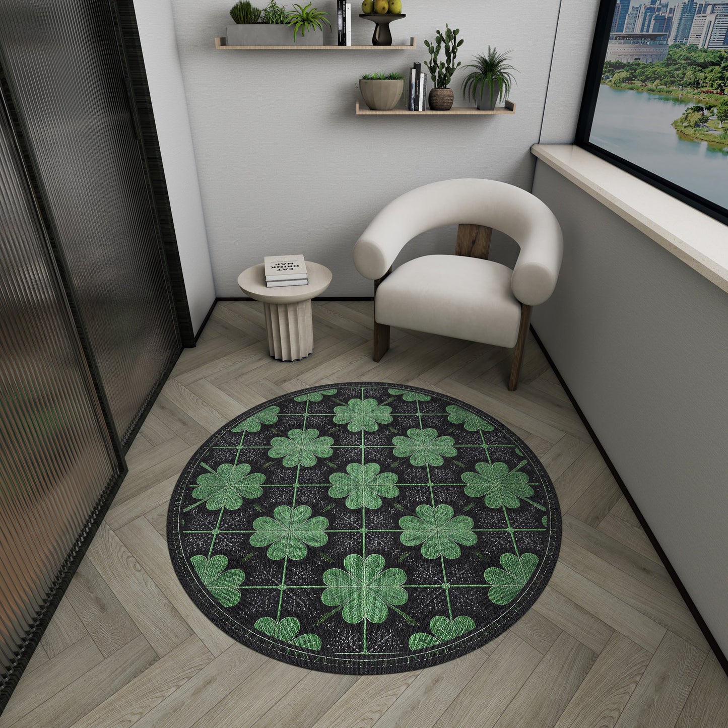 Clover Noir - Washable Rug - JRS012