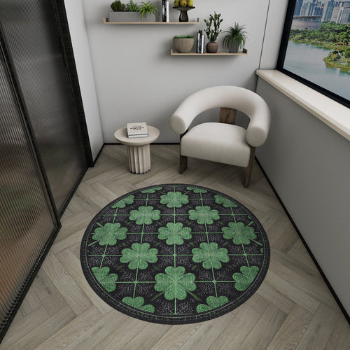 Load image 1 in gallery view. Clover Noir - Washable Rug - JRS012